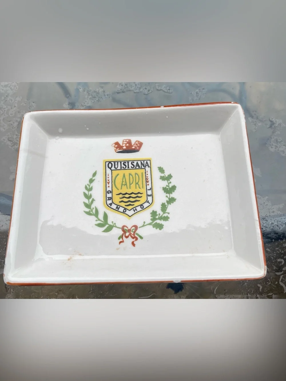 Vintage Gitesi Napoli Italy Hand Painted Capri Quisisana Ceramic Ashtray Trinket